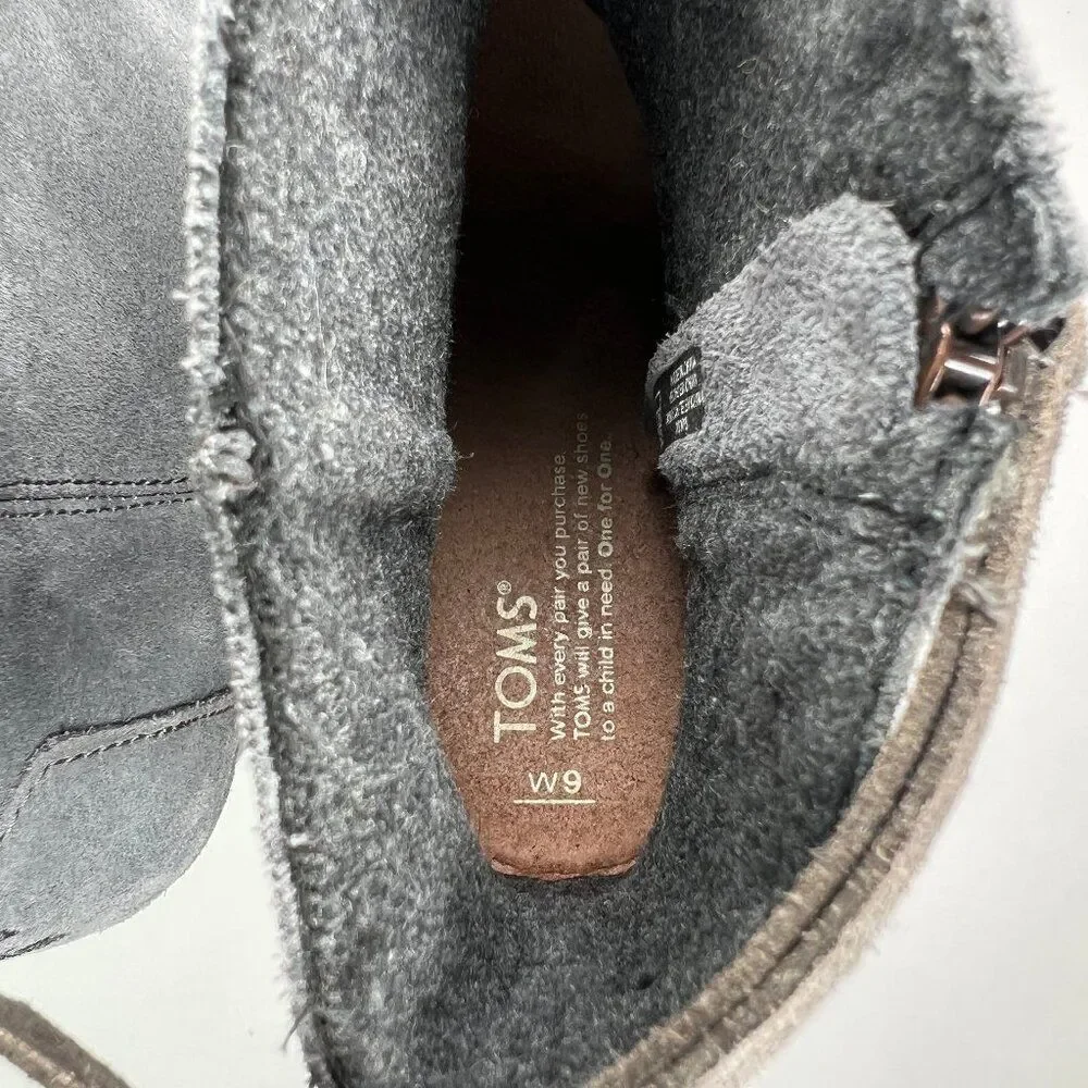 Toms Women's Size 9 Gray Suede Leather‎ Wedge Ankel Boots